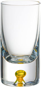 Barski Shot Glasses - Liquor Glass - Set of 6 - Crystal Glass - Assorted Colored Bubble in Base - Thick Base - 1.25 Oz. for Vodka, Whiskey, Tequila - Espressos - Spirits & Liquors - Made in Europe