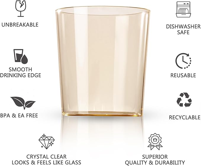 Liacere Plastic Drinking Glasses (Set of 12) 14 oz Brown Reusable Plastic Glasses Colors，Kitchen Water Glasses Cup, Bar Tumbler Glassware Set for Beer, Juice, Cocktail, Whiskey, Milk