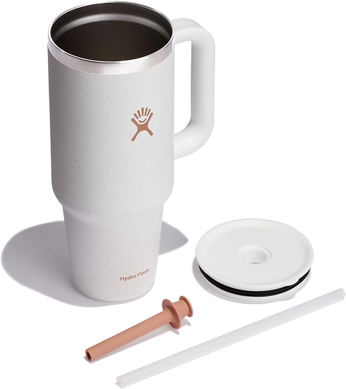 Hydro Flask 40 Oz Travel Tumbler with Handle, Lid and Straw - Insulated Stainless Steel in Seasalt