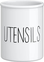 Barnyard Designs Ceramic Farmhouse Kitchen Utensil Holder for Countertop, Decorative Kitchen Utensil Crock for Counter, Spatula Holder, 7" (White)