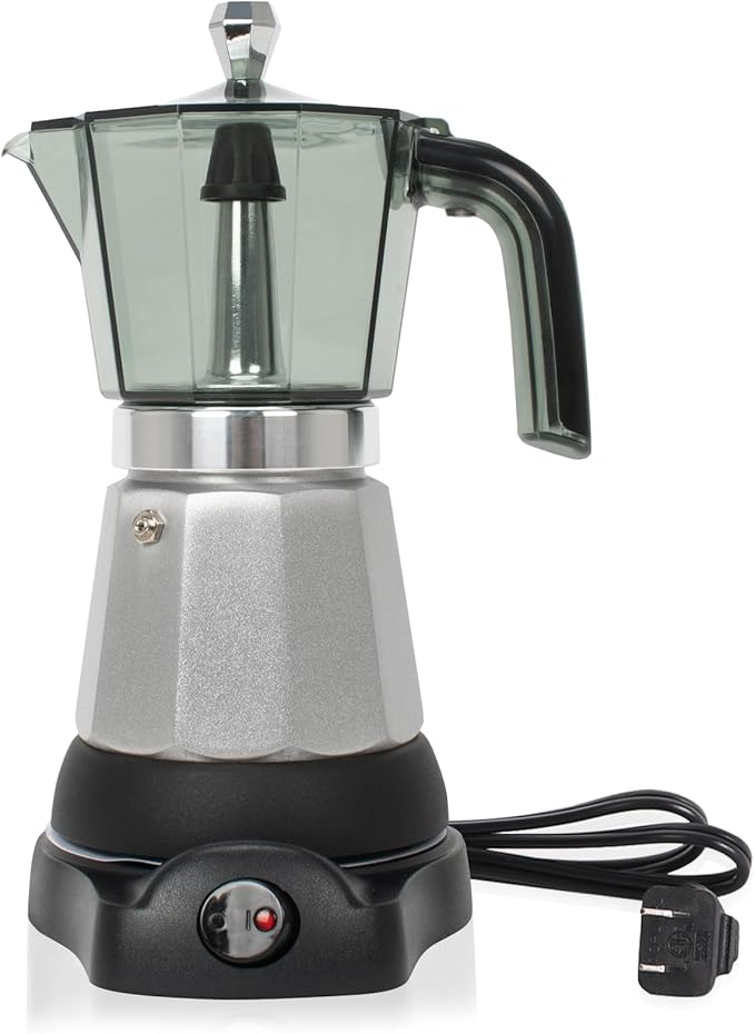 6 Cup Manual Espresso Maker, Small Espresso Machines for Home, Cuban Coffee Maker with Detachable Base & Overheat Protection,Cafeteras Electricas Modernas Moka Pot, Greca Electrica De Cafe Gift