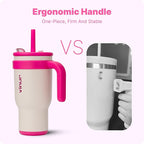 VINUR Insulated Coffee Tumbler with Handle-30 oz Stainless Steel Vacuum Tumbler with Lid and Straw, Leak Proof Water Cup for Travel (Cream)