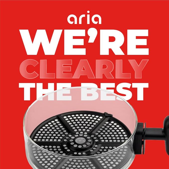 Aria Air Fryer, Non-Stick Ceramic Build, Dishwasher Safe Ceramic Non Toxic Large Sized Airfryer Basket, Touchscreen Display & Auto Shutoff, BPA & Teflon Free with Cookbook (4 Qt Flip Flop (2+2))