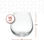 GLING [15 oz Stemless Wine Glasses Set of 4, Wine Glass Cups for Red or White Wine - These Crystal Tumblers are Great for Wedding, Birthdays, and All Occasions