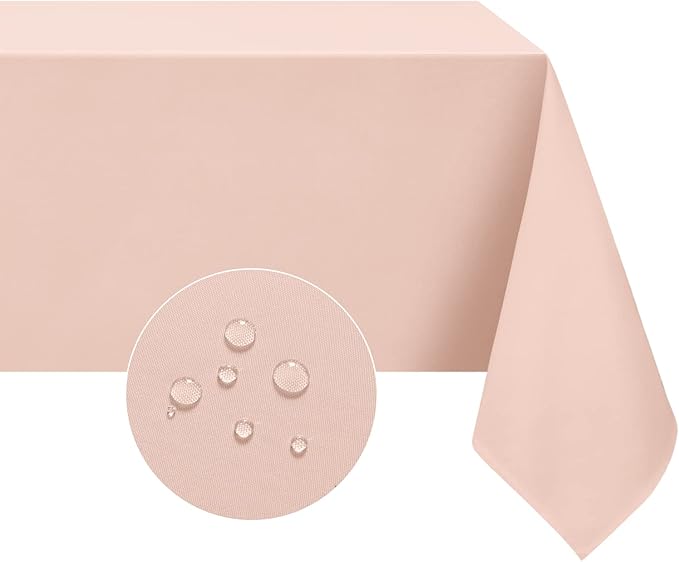 Softalker Rectangle Tablecloth, Waterproof & Stain Resistant Table Cloths Wrinkle Free Fabric Washable 210GSM Polyester Table Cover for Spring/Party/Outdoor - 90 x 132 inch,Pink
