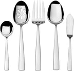 Mikasa Everett 101-Piece Flatware Set for 12, 18/10 Stainless Steel Cutlery with Complete Service and Serving Pieces, Sleek and Durable Design