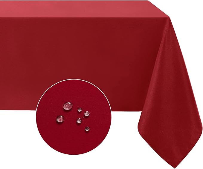 Softalker Rectangle Tablecloth, Waterproof & Stain Resistant Square Table Cloths Wrinkle Free Fabric Washable 210GSM Polyester Table Cover for Dining/Party/Outdoor - 54 x 54 inch,Red