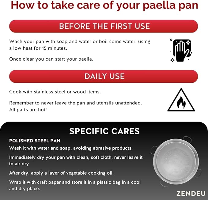 Paella Pan 32 inch (4 Hangers) - Carbon Steel Paella Pan, Made in Spain - Polished Steel, 32 in - 80 cm (40 Servings) Cook your own Spanish Paella