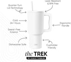 Simple Modern 30 oz Trek Tumbler with Handle and Straw Lid | Cup Holder Friendly Insulated Stainless Steel Travel Mug | Winter White