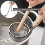 TIKUSAN Miso Strainer and Muddler Miso Dissolver Misokoshi Stainless Steel with Wooden Muddler for Making Miso Soup Made in Japan Small Size