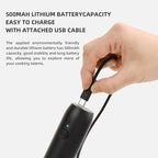 CIRCLE JOY Powerful Milk Frother Handheld with Stand Rechargeable Milk Foamer Electric Mini Drink Mixer for Coffee, Cappuccino, Lattes, Frappe, Matcha and Hot Chocolate, Black