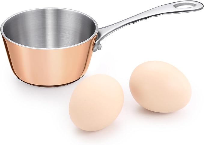 Mini Sauce Pan Butter Warmer Pot with Handle 18/10 Stainless Steel Small Pot for Melting Butter Heating Sauce Gravy & Oil (5oz/150ml) - Copper