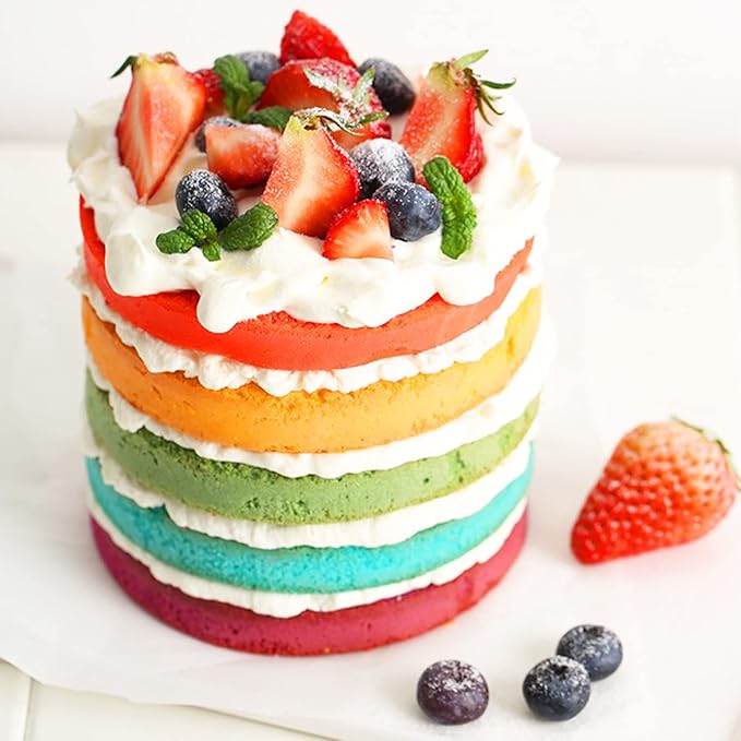 4Pcs Layer Cake Pans Set, 6 Inch Rainbow Cake Baking Pans,Silicone Cake Molds for Pizza Vegetable Pancake Quiche and Resin Crafts (Cat)