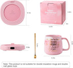Coffee Mug Warmer & You are Awesome Mug Set, Electric Cup Warmer for Desk, Beverage Warmer with 3 Temperature Setting, 8-Hours Auto Shut Off