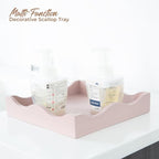 Wooden Scallop Serving Tray - for Coffee Table, Breakfast, Dinner Kitchen Living Room Bedroom, and Home Decor for All Occasions (Pastel Musk Mist, Combo S+M)