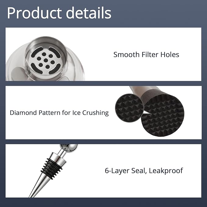 13-Piece Bartender Kit Bar Tool Set – Boston Cocktail Shaker Set with Muddler,Strainer,Jigger,Spoon–Home Bar Accessories and Drink Mixer Gift for Bartesian,Housewarming, Bar Cart Decor