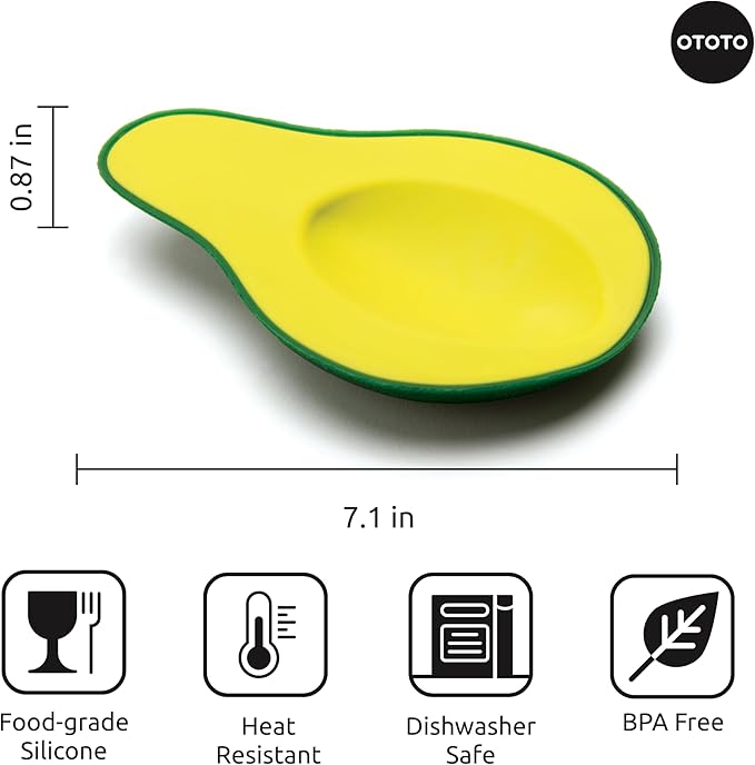 OTOTO Avocado Spoon Rest for Stove Top - Silicone Spoon Rest for Kitchen Counter, for Ladles, Tongs, Spatula Funny Cool Cute Kitchen Gifts Gadgets Accessories
