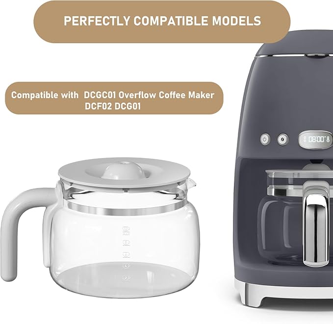 10 Cup Coffee Maker Carafe Replacement Pot Compatible with DCGC01 Overflow Coffee Maker DCF02 DCG01