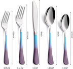 20-Pieces Color Silverware Set for 4,Blue and Purple Handle Stainless Steel Cutlery Set, Include Forks Spoons and Knives Set, Dishwasher Safe Utensil Sets for Home Restaurant