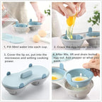Microwave Egg Poacher, 2 Packs Poached Egg Cooker with Measure Cup, Dishwasher Safe BPA Free, Egg Maker Poached Egg Steamer Blue+Orange