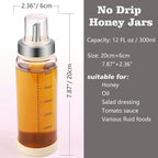 Honey Dispenser No Drip, Maple Syrup Dispenser, Olecranon design, automatic reflux，Honey Jar with Stand, Beautiful Bottle Pot, Perfect Honey Container(10 oz×pack 2)