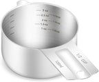 1PCS 1/2Cup (120ml, 4oz) Single Measuring Cup, Etched Inner Scale Stainless Steel Measure Scoop, Metric and US Measurement, Dishwasher Safe
