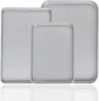 3-Piece Nonstick Baking Pans Set of 3 - Nonstick Rectangle Sheet Cake Pans, 13/11/9 Inch Metal Oven Tray for Cooking Jellyroll, Stackable Bakeware Set