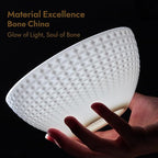 KINGSTONE Bone China Dinnerware Set, 18-Piece White Lightweight Porcelain for 6, Plates and Bowls with Rhombus patterned edge design, Microwave and Dishwasher Safe, for Family, Restaurant, Gifting