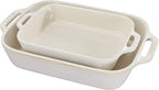 STAUB Ceramic Rectangular Baking Dish Set, 2 pc, Rustic Ivory