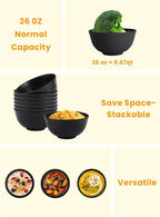 Homienly Cereal Bowl Set, Wheat Straw Bowls for Kitchen, Unbreakable Lightweight Bowl Set of 8, Microwave and Dishwasher Safe Bowls, Reusable Bowl for Serving, Cereal, Snack,Fruit(Black, 26 OZ)