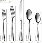 Alata Alice 65-Piece Silverware Set Stainless Steel Flatware Set,Service for 12,Mirror Polished Cutlery Set,Dishwasher Safe