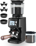 Homtone Conical Burr Espresso Coffee Grinder, Electric Coffee Grinder with 51 Precise Settings, 120V Espresso Grinder with Portafilter Holder, Adjustable for 2-12 Cups, Stainless Steel, Anti-static
