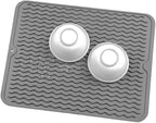 Silicone Dish Drying Mat for Multiple Usage,Easy clean,Eco-friendly,Heat-resistant Silicone Mat for Kitchen Counter or Sink,Refrigerator or drawer liner Grey L 16 inches x 12 inches