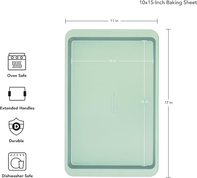 KitchenAid 10x15in Nonstick Aluminized Steel Baking Sheet, Pistachio