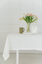 Natural Linen Tablecloth 60 x 106 Inch - 100% Pure Linen Rectangular Tablecloth - Machine Washable Table Cover for Spring, Easter, Summer, Indoor, Outdoor, Off White