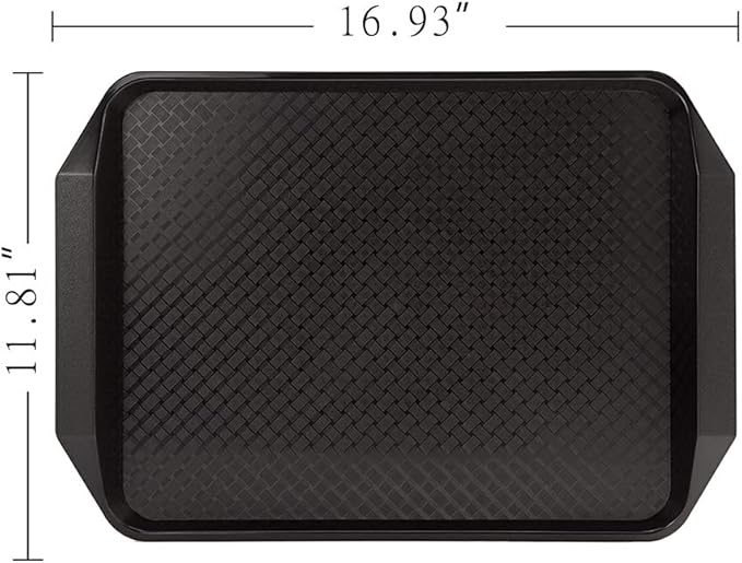 Plastic Fast Food Serving Tray,16.95 by 11.82-Inch,Set of 12 (Black)