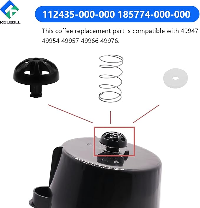 Coffee Maker Brew Basket Stop Valve Kit Replacement Part 112435-000-000 185774-000-000 Compatible with Hamilton Beach Coffee Makers 990117900 990237500