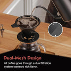 Pour Over Coffee Maker INSINTAR Stainless Steel Pour Over Drip Coffee Filter Paperless Coffee Strainer Reusable Single Cup Coffee Maker 1-4 Cup (Titanium Black)