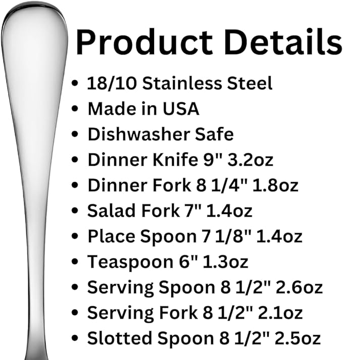 Liberty Tabletop Annapolis 63 Piece Flatware Set Service for 12 Includes 3pc Service Set MADE IN USA