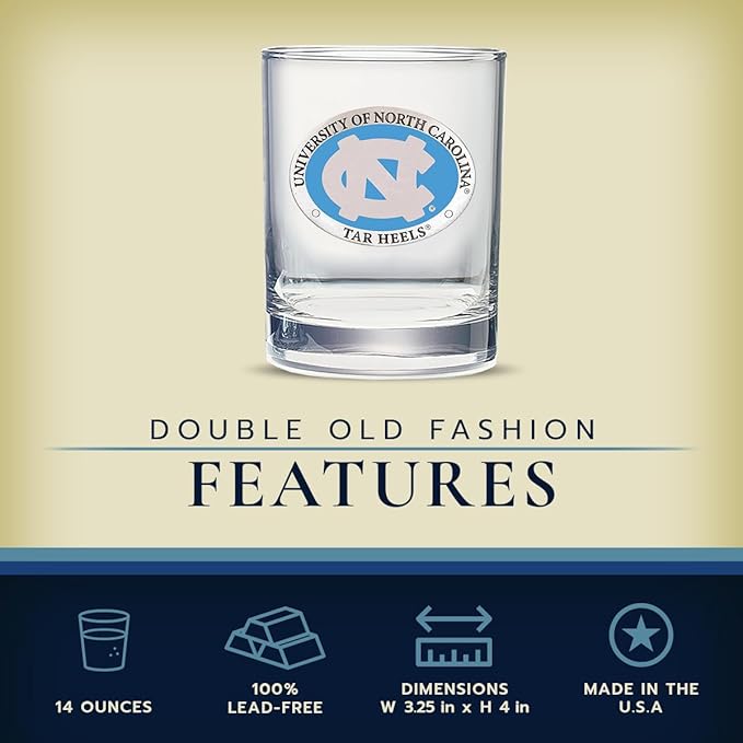 Heritage Pewter North Carolina Double Old Fashion | Double Rocks Glass 14 OZ for Liquor | Expertly Crafted Pewter Glass