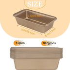 Small Mini Loaf Pans Nonstick Bread Pans Set, 12-Pack, 10x5.1x2.5 in, Thick Carbon Steel, Oven & Air Fryer Safe, Cute Baking Tins, Easy-to-Clean, Durable Bakeware for Mini Bread & Cakes (Gold)