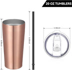 VEGOND 20oz Tumbler Bulk with Lid and Straw 12 Pack, Stainless Steel Vacuum Insulated Tumbler, Double Wall Coffee Cup Travel Mug, Rose Gold