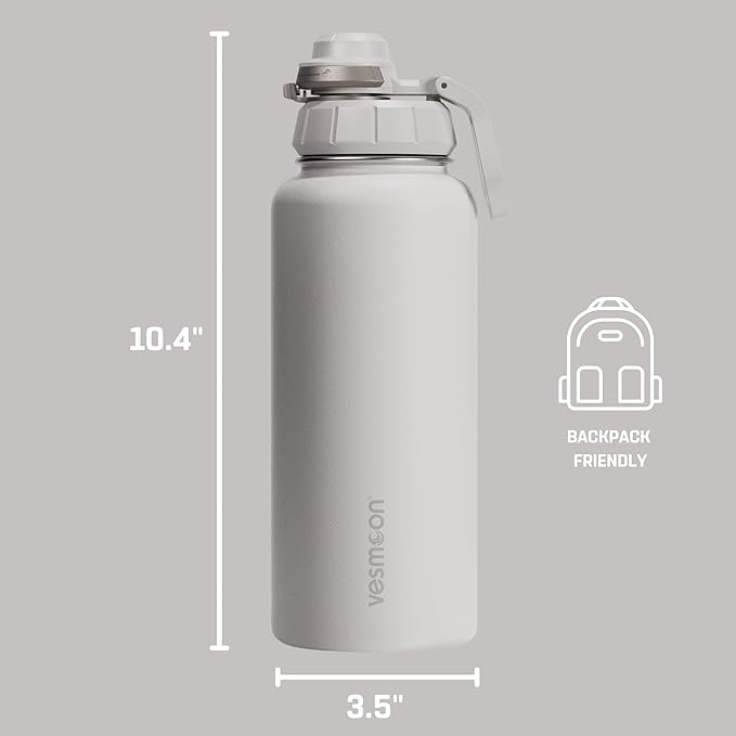 Vesmoon Vessence 32 Oz Stainless Steel Tea Infuser Bottle for Loose Leaf Tea, Water, Herbs, Fruits - Triple Layered Insulated, Leak Proof Bottle with Lid and Clip Handle - 24 Hours Hot/Cold