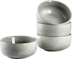 Henten Home Ceramic Otmeal Bowl Set of 4, 26 OZ Porcelain Bowls for Cereal, Salad, Soup, Noodle, Serving Stoneware Set, Reactive Glaze, Microwave & Dishwasher Safe (Grey)