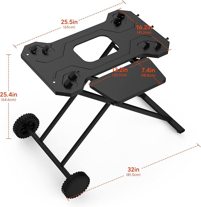 Stanbroil Portable Grill Cart for Weber Q Series Gas Grills, Upgrade Heavy-Duty Grill Stand for Weber Q1000, Q1200, Q1400, Q2000, Q2200, Q2400 with Fold Shelf & Hooks, Comes in One Piece