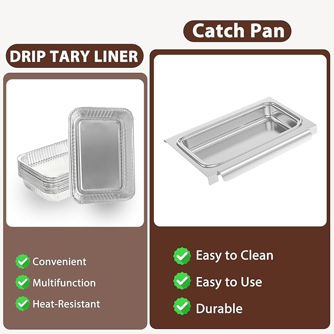 67047 Oil Catch Pan with 6415 15-Pack Aluminum Pan Liners for Weber Spirit I&II 200 and 300 Gas Grills, 83156 Grease Drip Tray Liners Parts for Weber Genesis I&II LX200/300 Series,for Weber Traveler