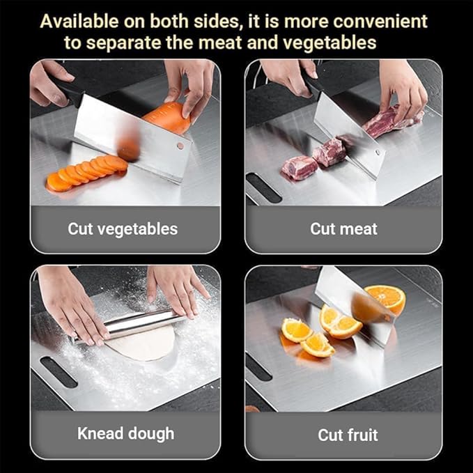 Titanium Cutting Board - 2025 New Upgrade 100% Pure Titanium Cutting Boards For Kitchen, 1 Pack Double-sided food-grade Cutting Board For Cutting Meats, Fruits And Vegetables (12"L x 9"W)