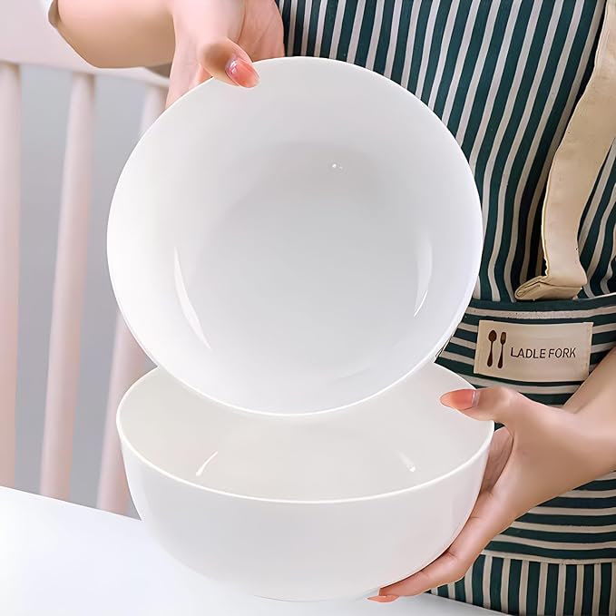 60 oz Large Soup Bowl, Pho Bowls, 8-Inch Off-White Porcelain Bowls Set of 3, Perfect for Hearty Meals and Serving
