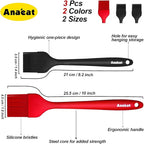Anaeat High Heat Resistant Silicone Basting Pastry Brush Set of 3- Hygienic One-Pieces Design Spread Oil Butter for BBQ Grill Barbecue Baking Kitchen Cooking - BPA Free & Dishwasher Safe (10"+8.2")
