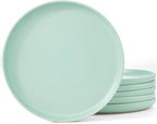 famiware Milkyway Dinner Plates, 10.24 inch Plates for 6, Stoneware Dessert Plates Dish Set for Kitchen, Reactive Glaze Plate Set, Microwave and Dishwasher Safe, Light Green